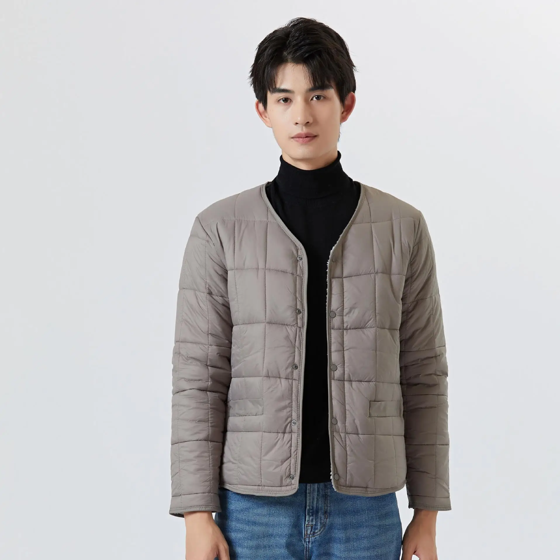 سترة قطنية مبطنة بفرو الحملان للأولاد في المدارس الثانوية، ملابس داخلية للدفء في الشتاء، يمكن ارتداؤها خارج المنزل، معطف طويل... #3