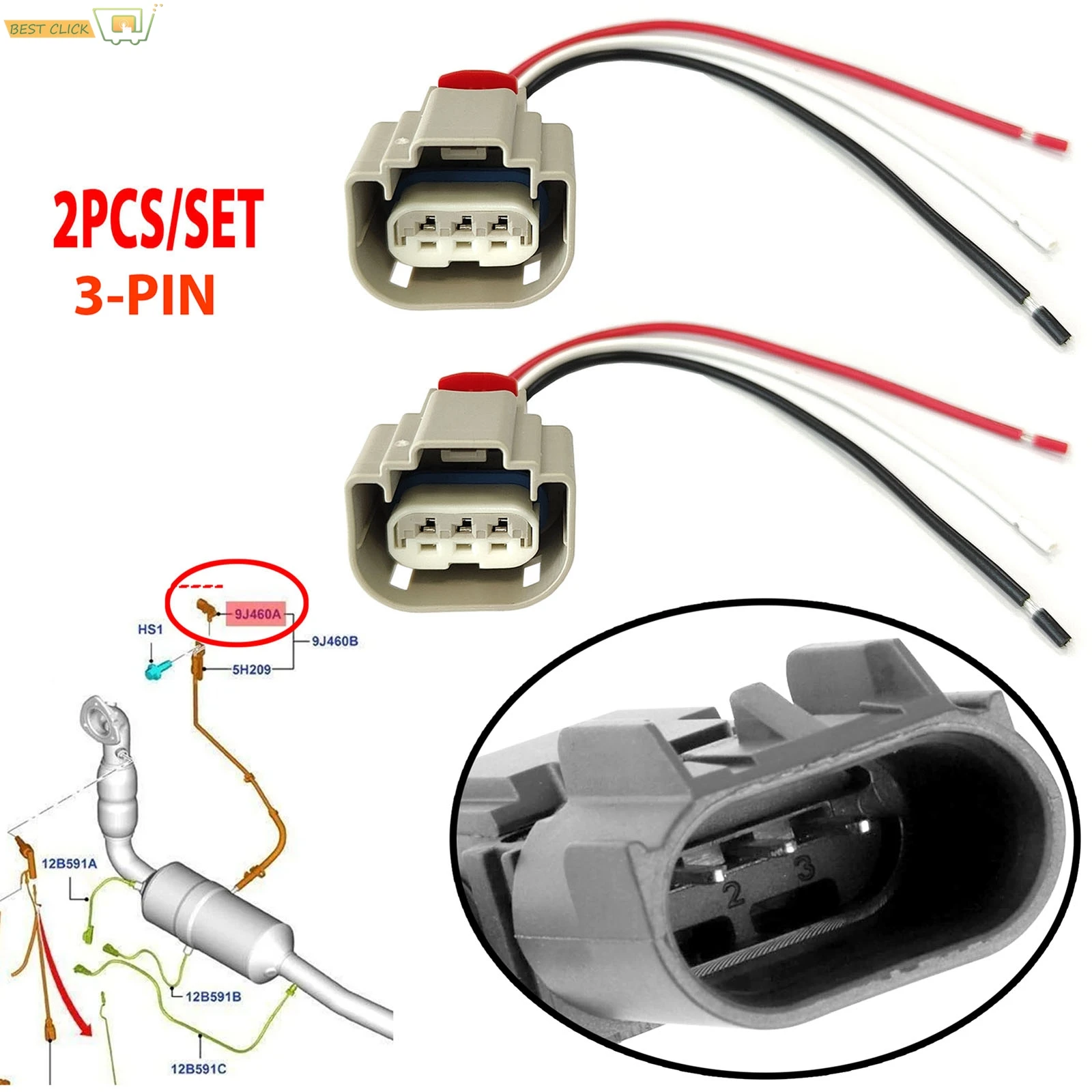 2pc DPF Abgas Druck Sensor 3-PIN Stecker Für Ford C-Max EcoSport Fiesta Focus Kuga Transit verbinden Custom