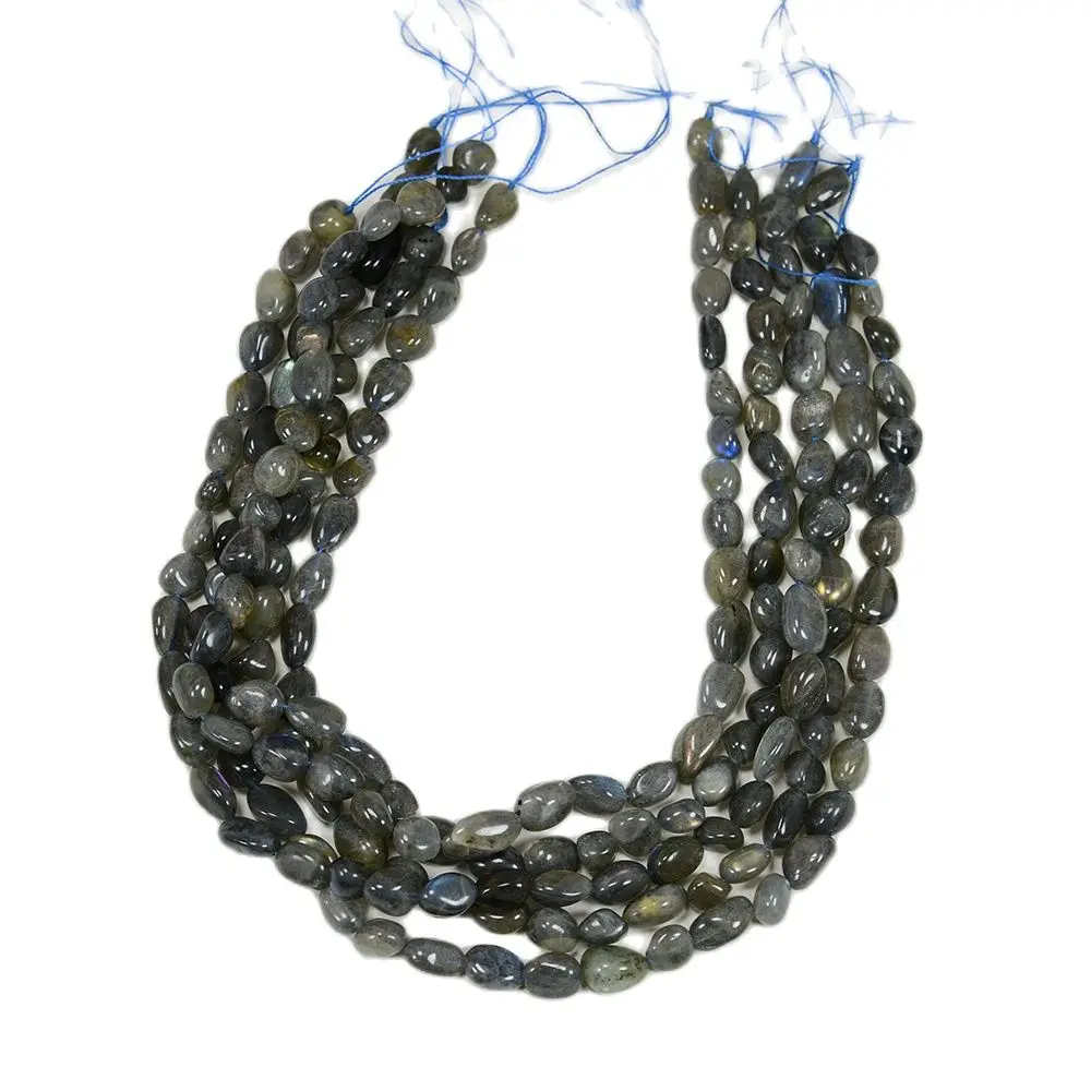 

APDGG 5 Strands 9x11mm Natural Gray Labradorite Smooth Nugget Freeform Oval Loose Beads 15.5" Strand Jewelry Making DIY