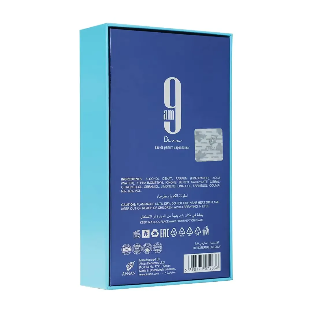 Afnan 9 am dive eau de parfum profumo unisex lunga durata spray_voghion.com