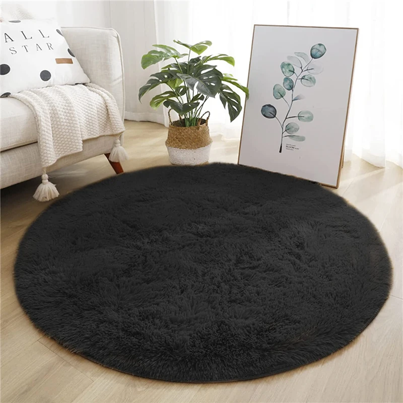 Bubble Kiss Round Orange Fluffy Plush Carpet for Home Living Room Decor  Long Piles Thick Area Rugs Bedroom Velvet Floor Mats