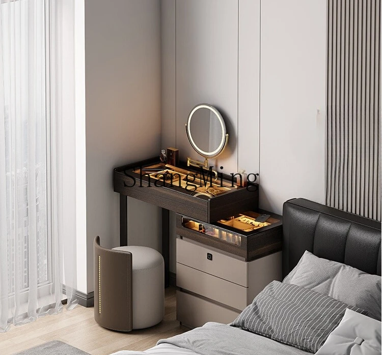 HJ minimalist small apartment dresser bedside table integrated bedroom telescopic with fingerprint lock makeup table