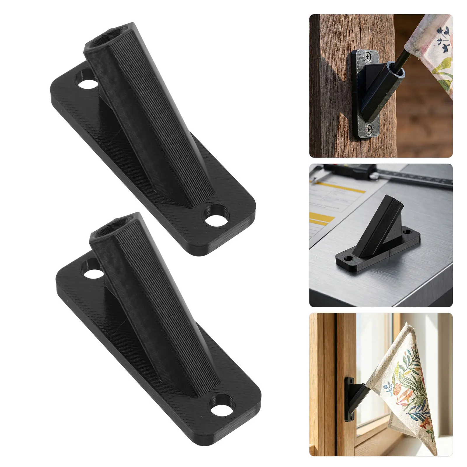 4Pcs Mini Wall Mount Flag Pole Base Plastic Holder for Garden Balcony Desk Table Banner Display Stable Flag Stand