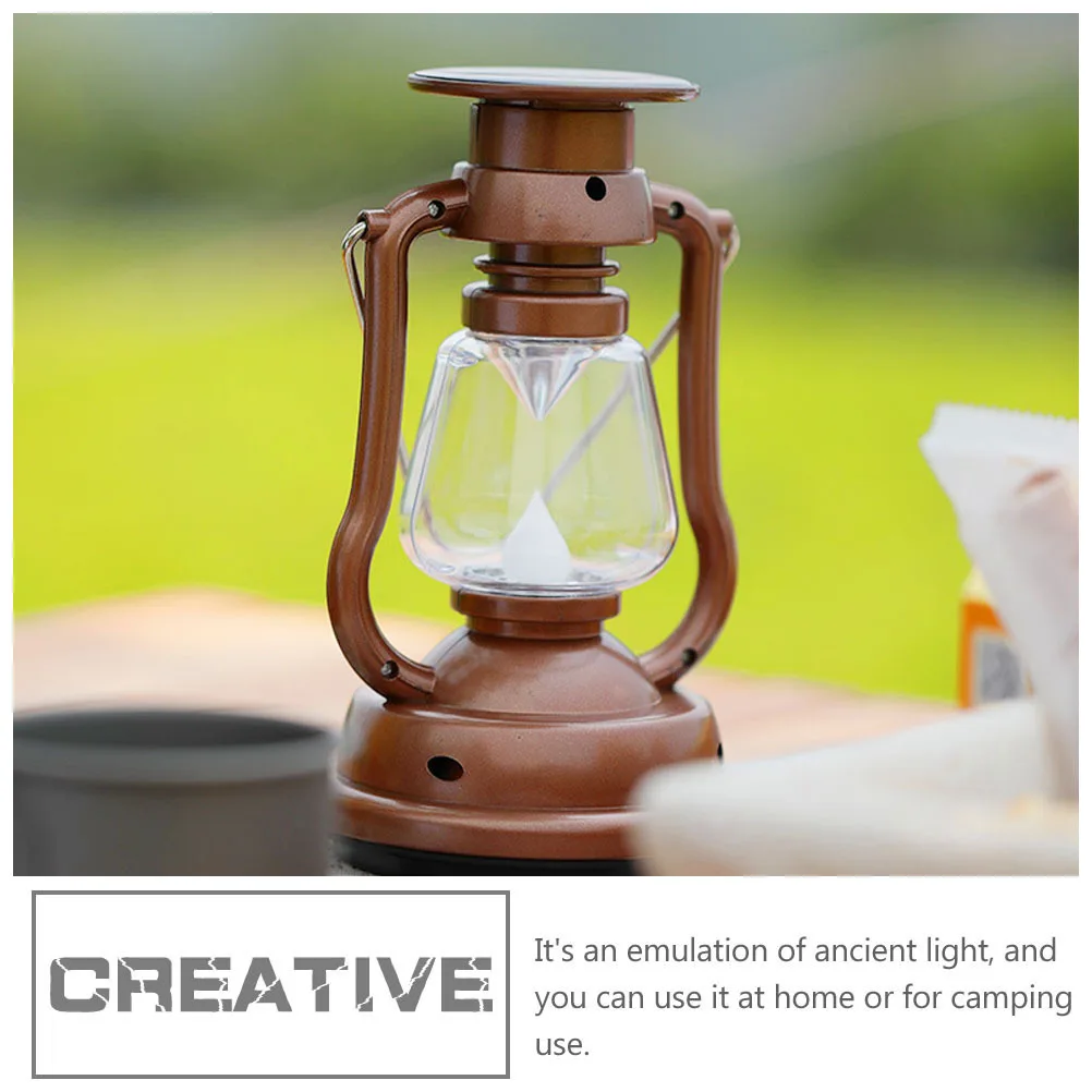 

1Pcs Solar Camping Light Vintage Portable Lamp Outdoor Hanging Lantern for Tent Garden Decoration Night Use Emulation Flame