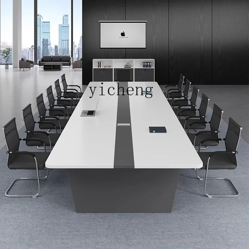 y9- office conference table modern simple strip table meeting negotiation large conference table and chair combination