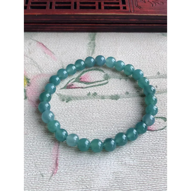 Emerald Old Pit Yang Green-like Blue Delicate Moisturizing Women's Jade Bracelet