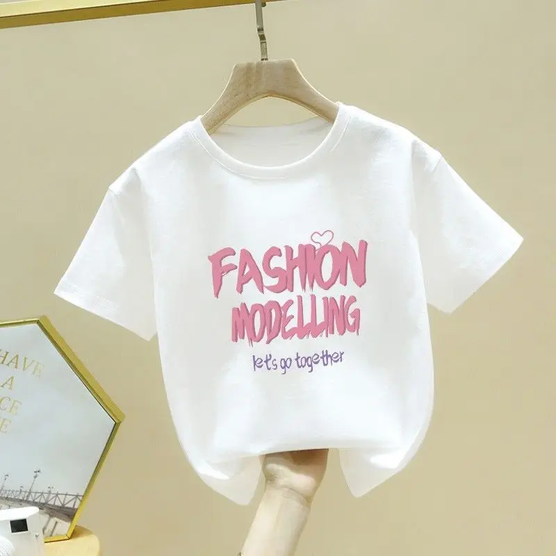 

2-10 Years Old Summer New Girl's Cotton T-shirt Fashion Children's Short Sleeve Trendy Baby Tee Handsome Kids T Shirt Top