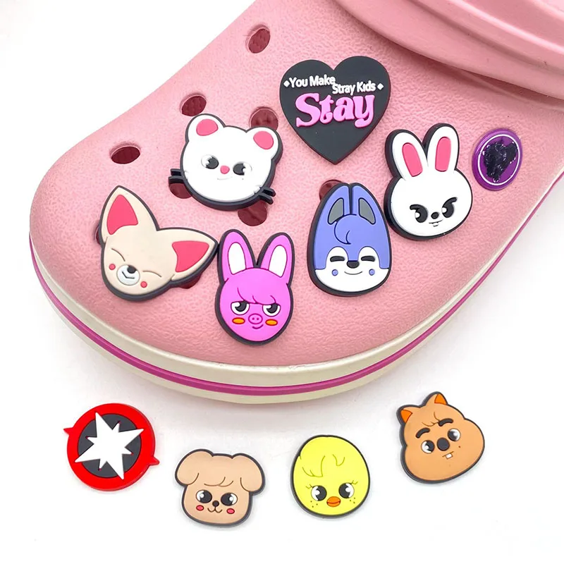 

10pcs Skzoo Cute Hole Shoes Buckles Korean Stray Kids Idol Boy Wolfchan Leebit Figures Anime Diy Cartoon Accessories Gift