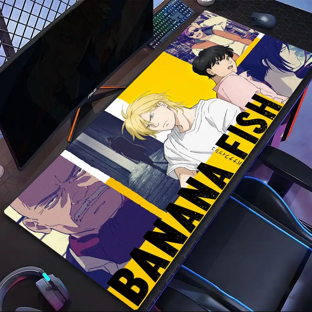 

Banana Fish Mouse Pad Tablet mouse Pad Laptop xl desktop mouse pad, cute HD Rainbow Gaming keyboard pad, csgo Player, 90x40