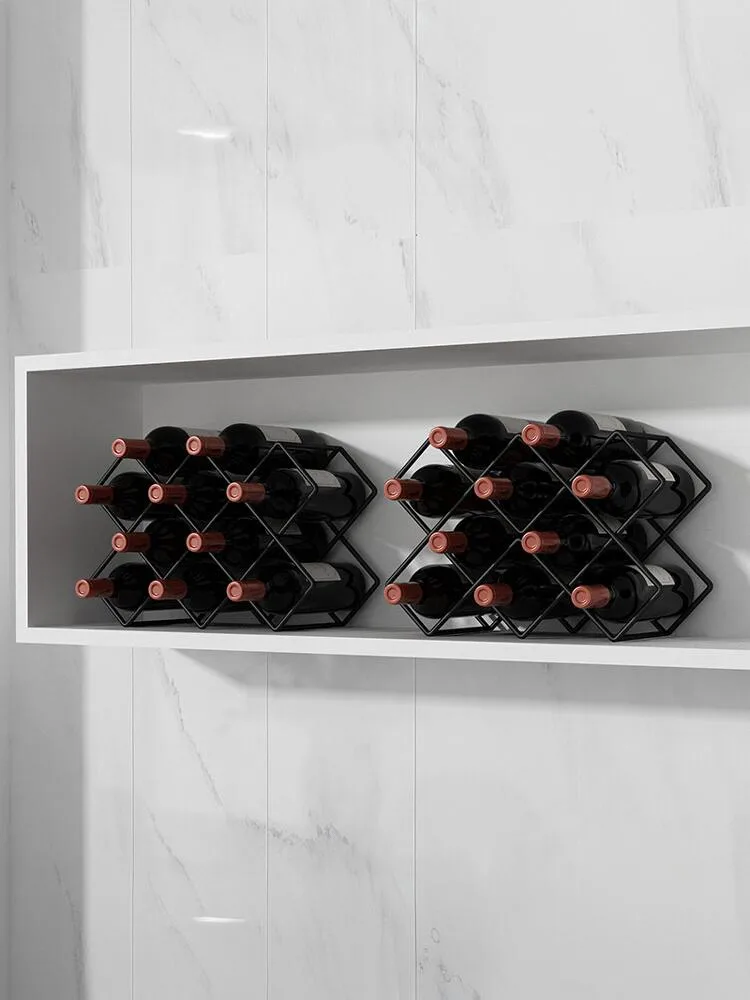 Luxury Designer Red Wine Rack Ornaments Simple Fashion Creative Red Wine Grid Rack Household Oblique Storage Rack MS80