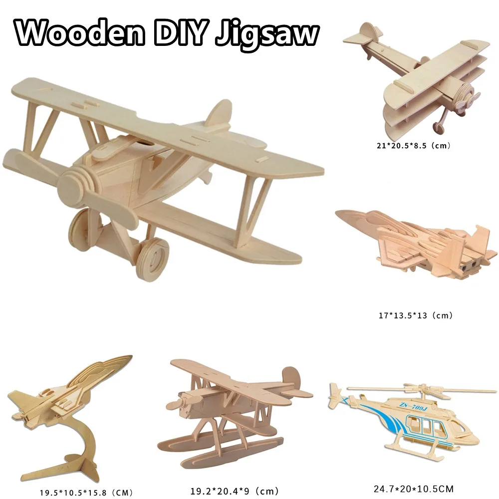 Wooden Model Airplane 3D Craft Wood Tabletop Decors Airplanes Jigsaw Buildadultsdiy Kit Handicraft Plane Puzzlekits Desktop