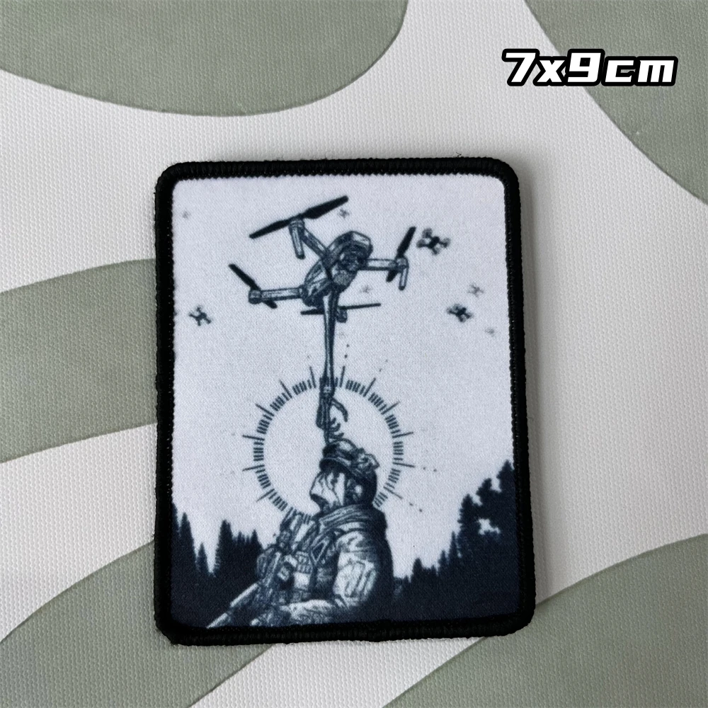 Hand of Destiny Morale Badge Russian UAV Skull Soldier Printed Patches Tactical Armband Backpack Hook and Loop Stickers