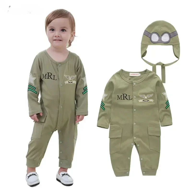 Pilot Aviator Costume Rompers for Baby Boys Toddler Infant Halloween Christmas Birthday Party Cosplay Fancy Dress