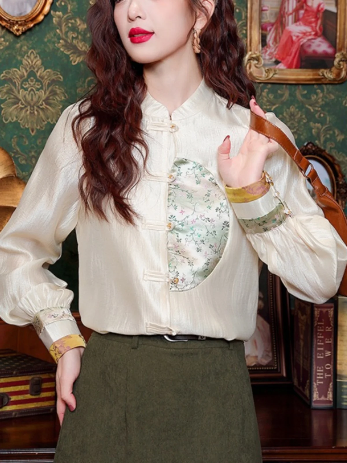 

Новая женская юбка из китайского ацетатного волокна с длинными рукавами, весенняя коллекция, на пуговицах, в комплекте с топом, свободный крой, для повседневной носки