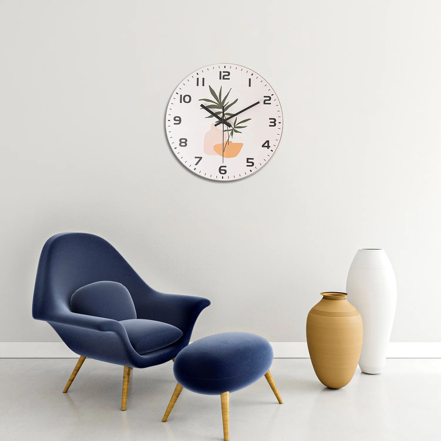 Casual Small Flower Pattern Wooden Wall Clock Living Room Bedroom Kitchen Home Decoration Wall Clock Silent Quartz Clock Holiday Gift 11.2inch