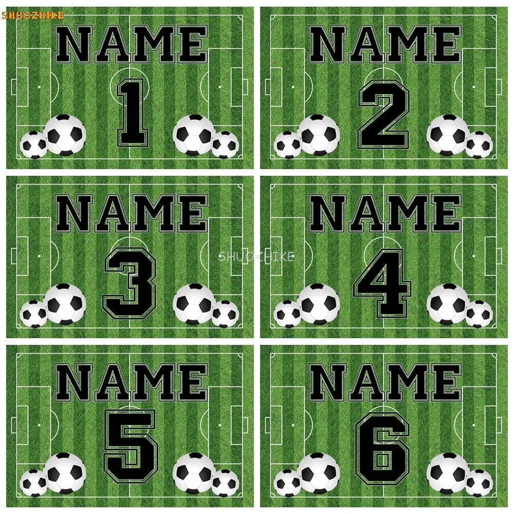 

Boy Birthday Backdrops Kids Portrait Customize Football Soccer Field Sports Poster Baby Shower Newborn Photography Background