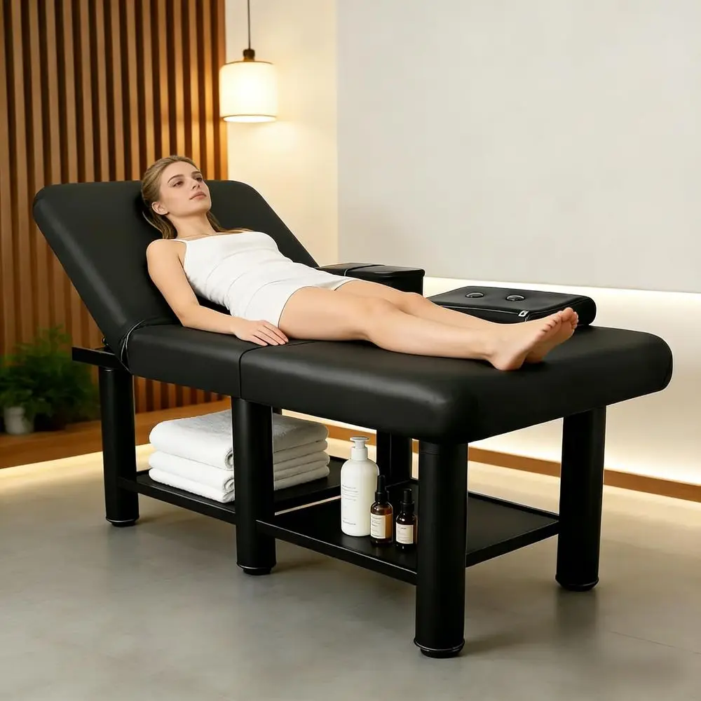 

Прочный стационарный массажный стол грузоподъемностью 2600 фунтов, 75x36 дюймов, с регулируемой спинкой, двумя полками для хранения, из водонепроницаемой искусственной кожи или просторный (для инструментов)