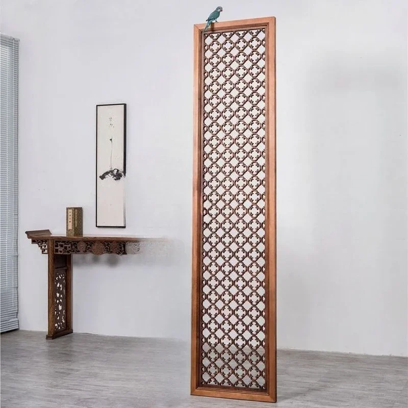 Ruyi retro flower window Chinese nostalgic screen partition solid wood hollow flower grid Dongyang wood carving retro doors