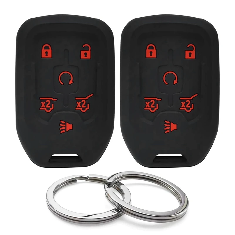 2Pcs 6 Buttons Key Fob Remote Keyless Cover For Chevrolet Tahoe Suburban GMC Yukon XL Yukon HYQ1AA 13508280