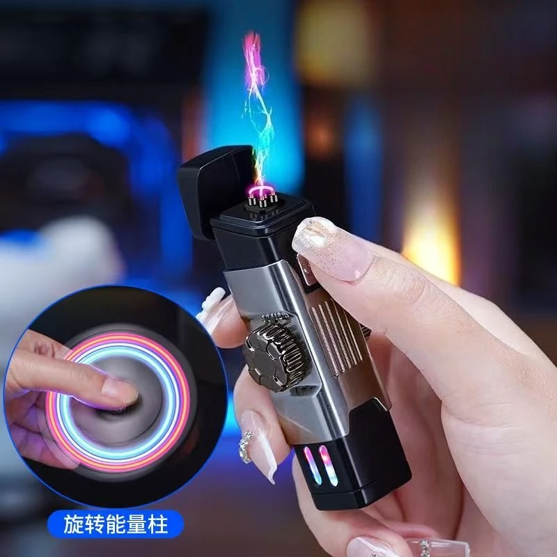 New Qidian Energy Column Smart Dual Arc Charging Lighter Creative Gyro Fingertip Rotating Decompression Personalized Gift