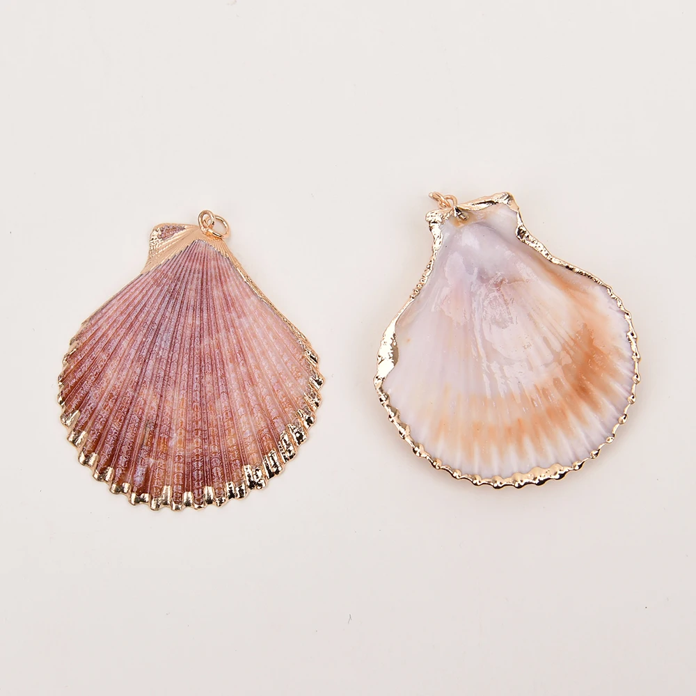APDGG 5Pcs Natural Sea Shell Scallop Pendants Charms For DIY Necklace Bracelet Anklet Furniture Accessories Sewing Craft
