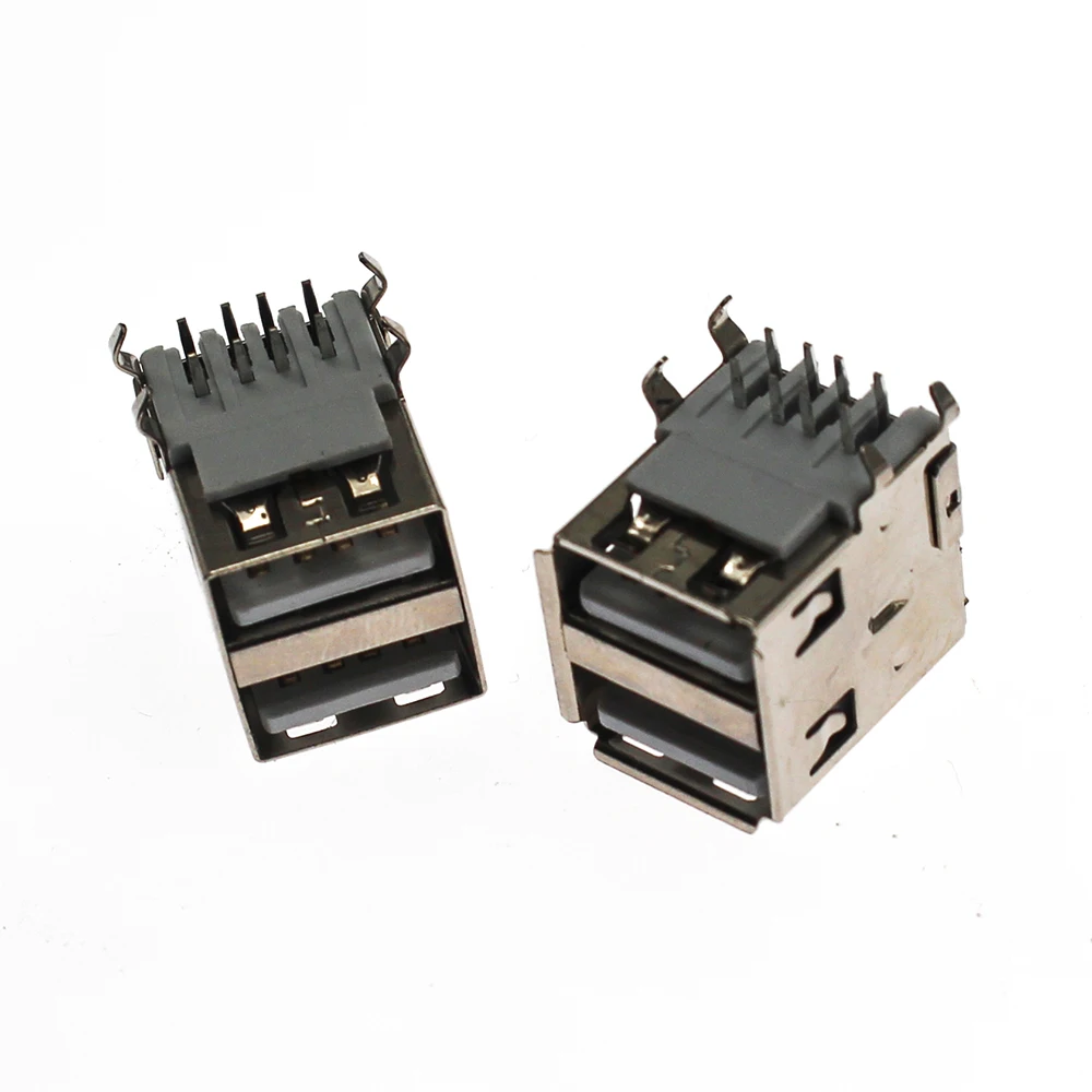 5/10 szt. 2 style podwójne gniazdo usb 2.0 typ A wygięte 8-pinowe złącze USB PCB żeńskie diy Port Jack ogon zaciski elektryczne
