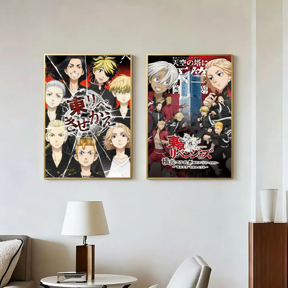 Anime Popular T-Tokyo Revengers Poster Peel And Stick Wall Art Self Adhesive PP Waterproof Wall Decor Living Room Bedroom Gift