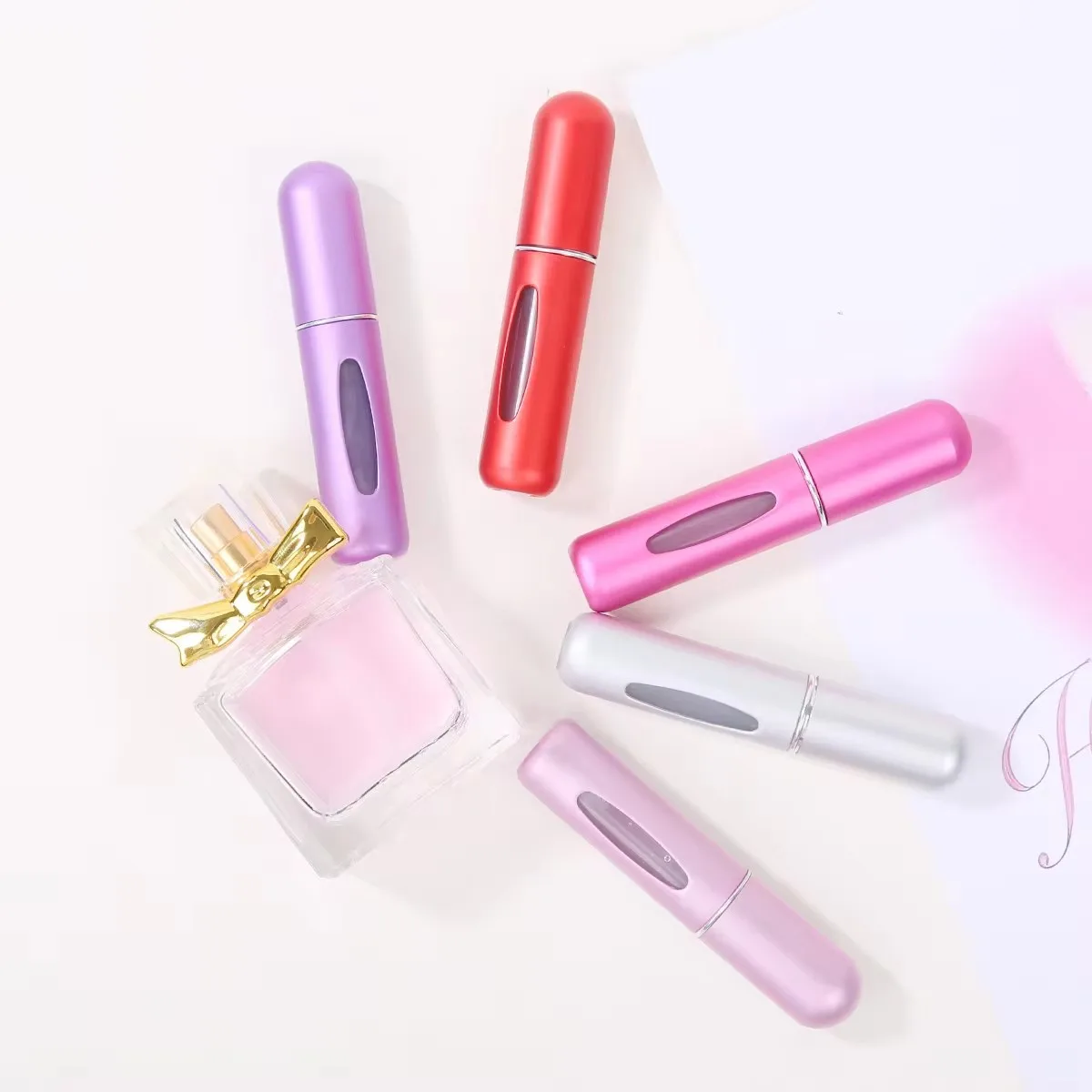 6/10 Uds 5ml atomizador de Perfume portátil contenedor de líquidos Mini bomba de tubo de pulverización recargable botella de Alcohol en aerosol cosmético de aluminio