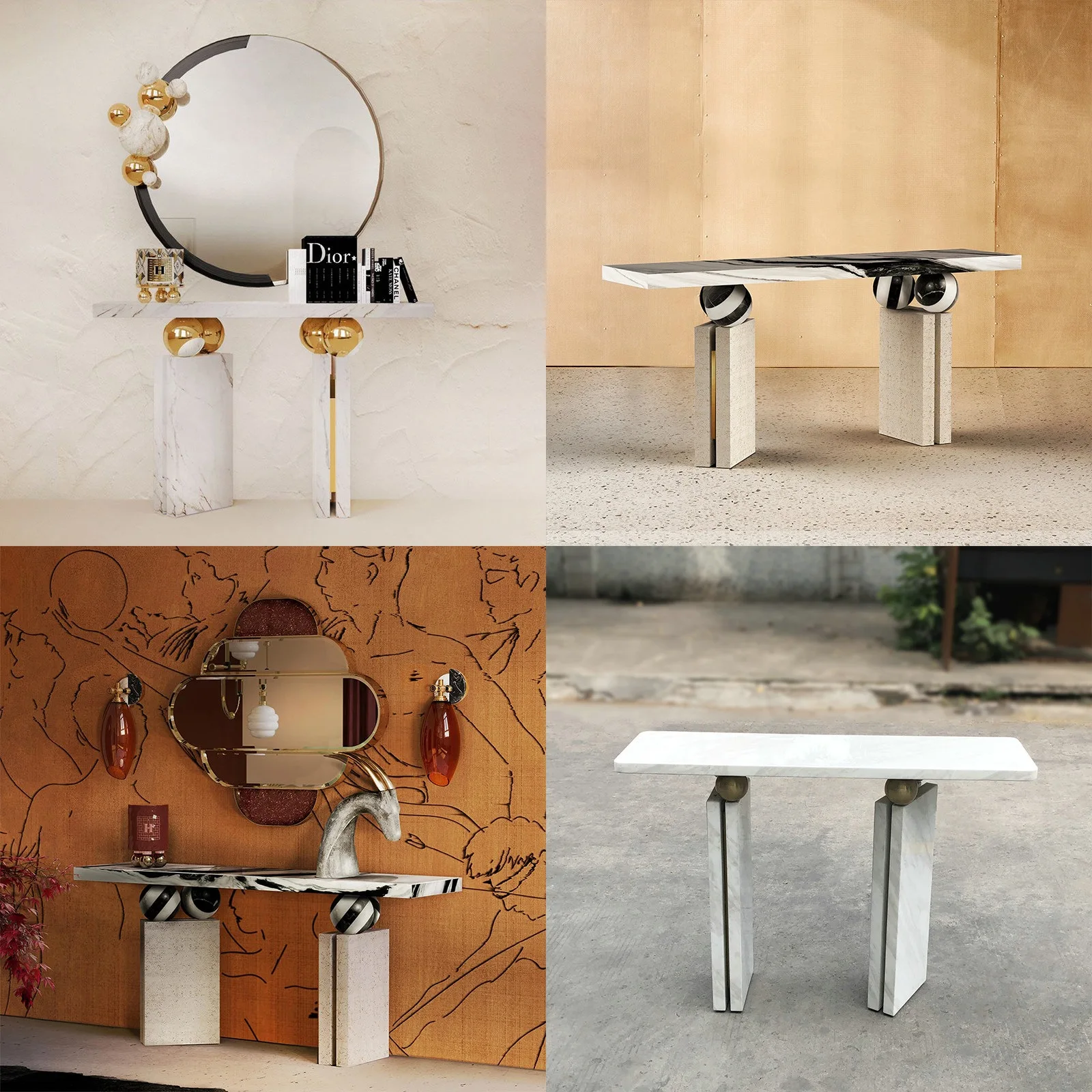 Italian Luxury Marble Entryway Table Rectangular Narrow Console Table Stainless Steel Wall Table for Living Room Hallway Decor