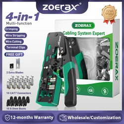 ZoeRax RJ45 Cat7 Crimp Tool Ethernet Crimping Tool Wire Cutter Crimper For Cat7 Cat6a Cat6 Cat5e Pass Through Connectors