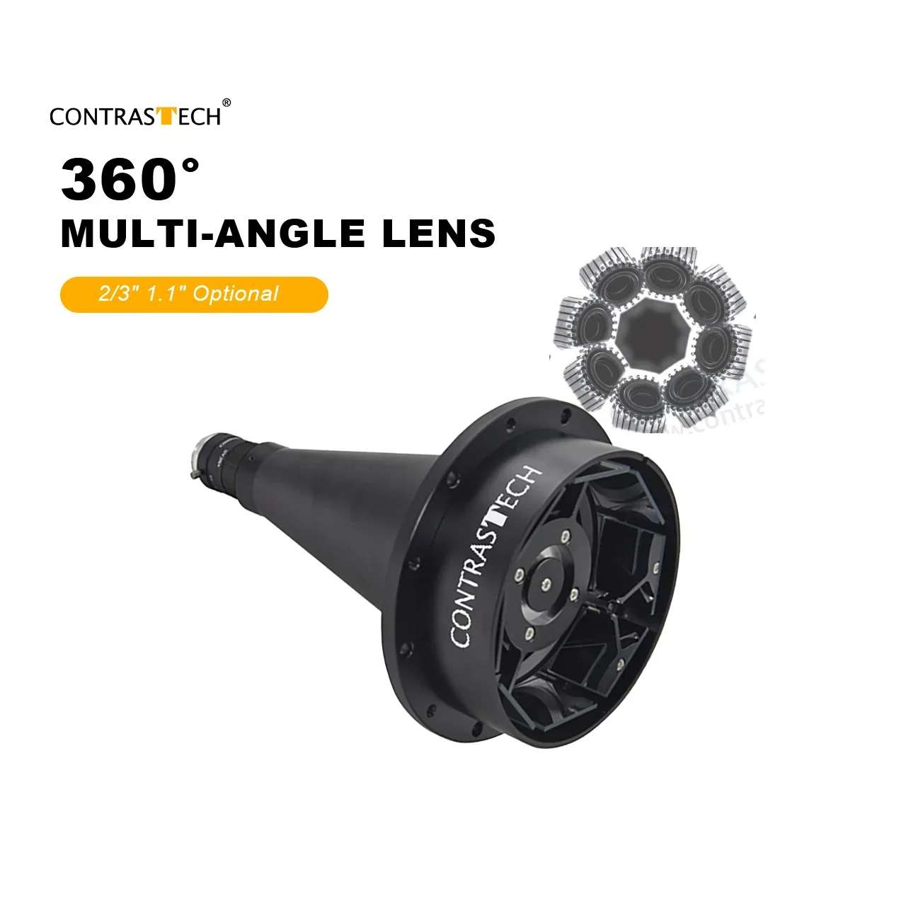 

360 Degree Multi-Angle 2/3" 1.1" C-Mount WD 3-40mm Industrial Machine Vision Lens for Small Defects Detection