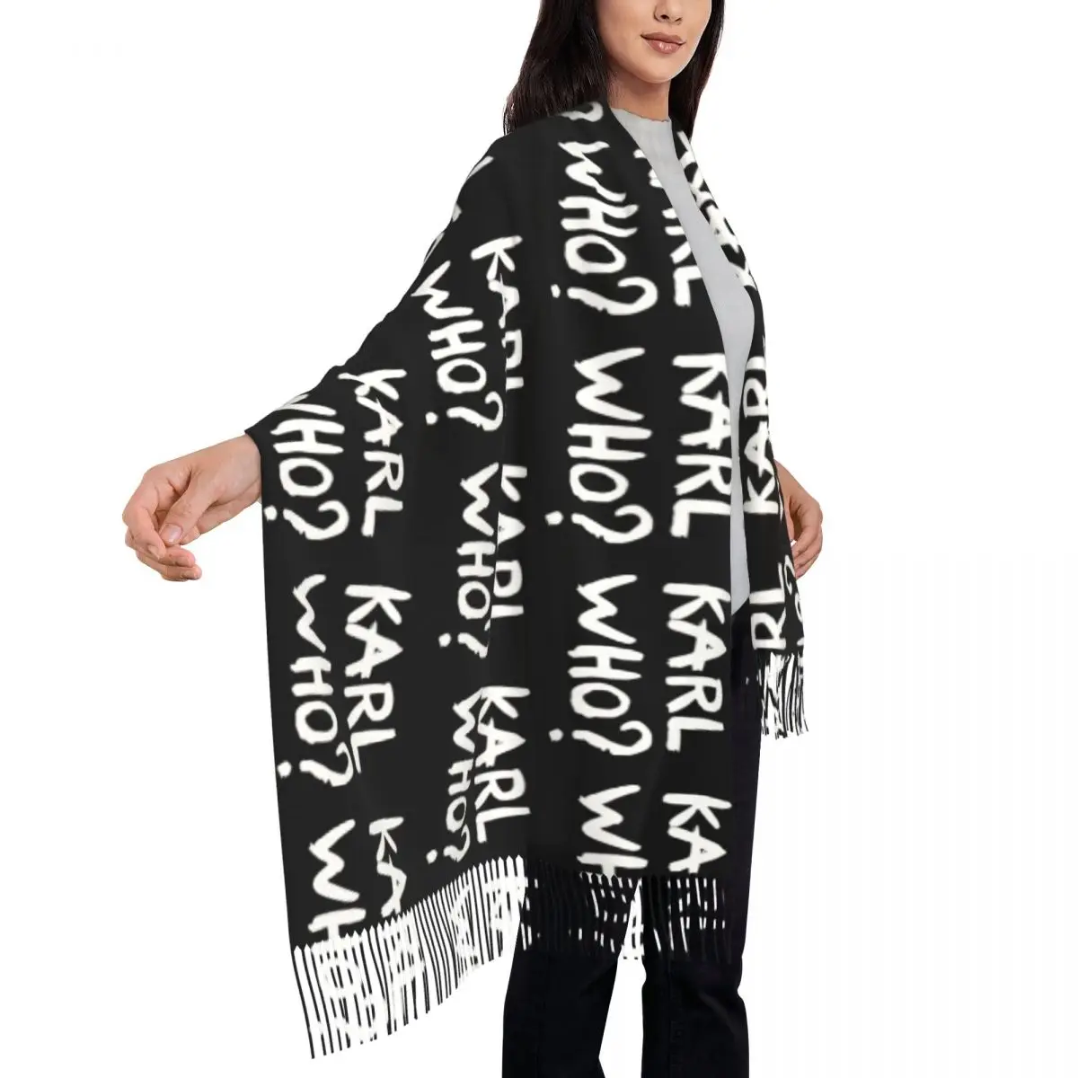 Personalized Print Karl Who Slogan Scarf Women Men Winter Warm Scarves Shawl Wrap