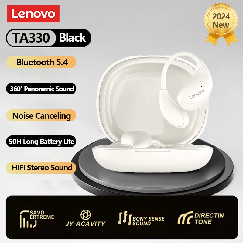 Lenovo TA330 OWS Bluetooth V5.4 Earphone Noise Canceling Gaming Headset 20H Long Battery Life Sports HD Call Headphone With Mic