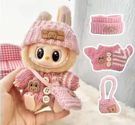 

for Labubu Outfit V1 V2 V3 17cm Dolls Sitting Accessories Glasses Clothing Designer Kids Gift Sweater Hat Bag Set Doll clothes