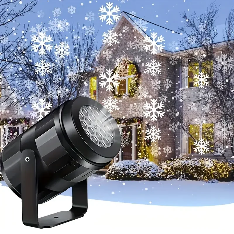 LED Snowflake Projector Light USB Powered Rotating Snowflake Festive Holiday Decoration No Battery Required for Christmas