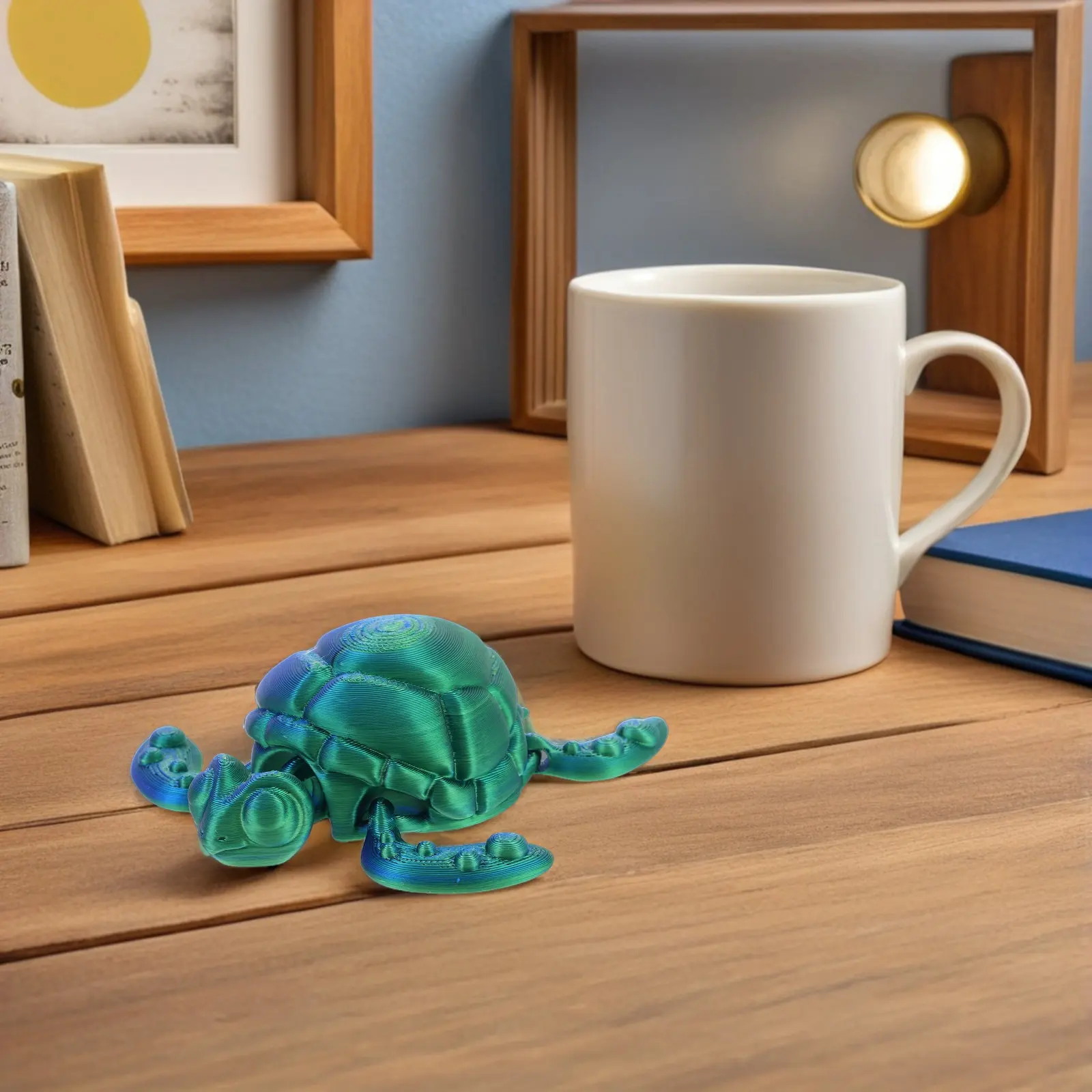 

Набор из 4 миниатюрных фигурок морских черепах с 3D-печатью и подвижными суставами для декора дома и офиса, скульптура-антистресс, поделка в виде животного