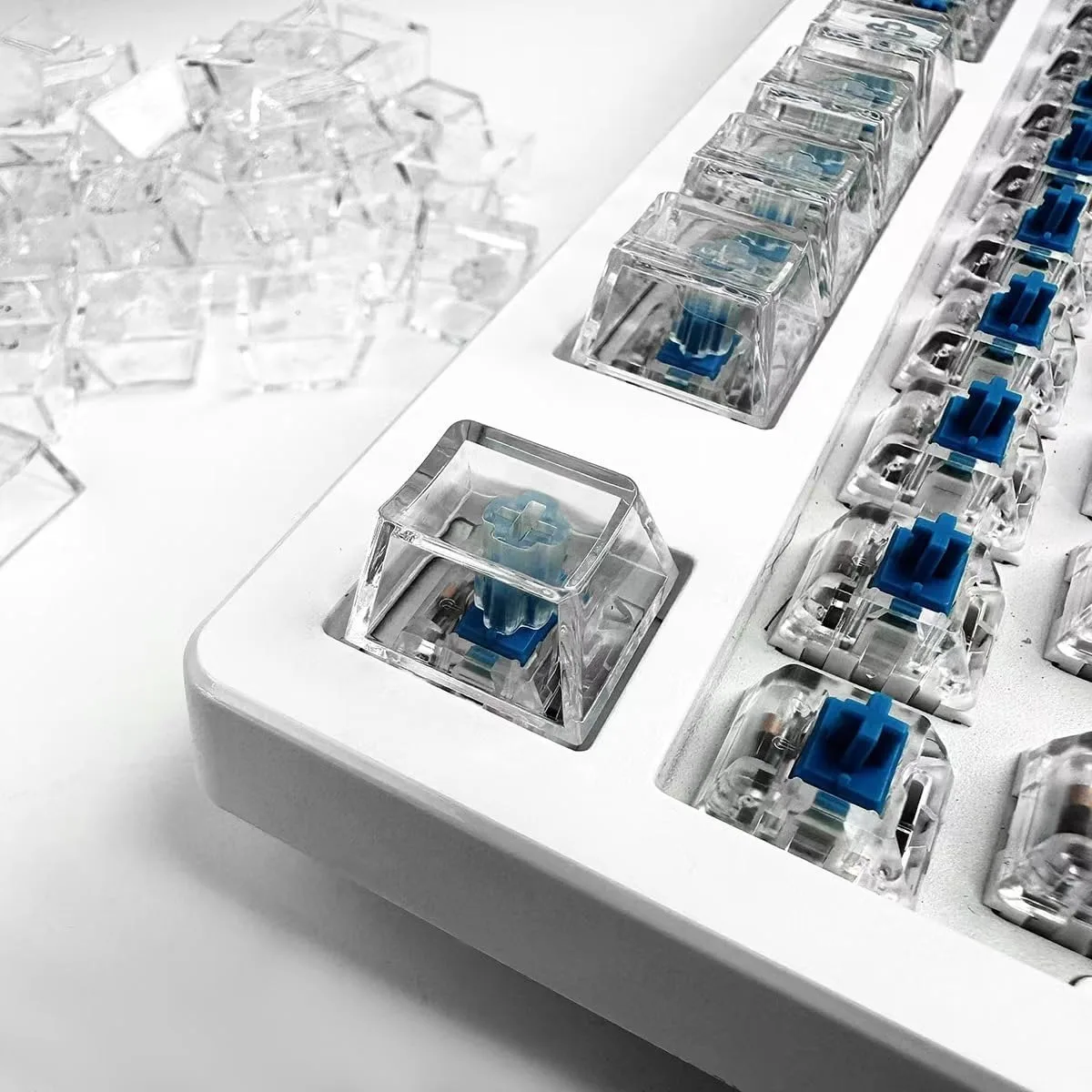 R4 transparente ABS-Tastenkappen für mechanische Tastaturen, hintergrundbeleuchtet, ohne Buchstaben, Cherry Gateron, matt, Anti-Ghosting, 6/10 Stück