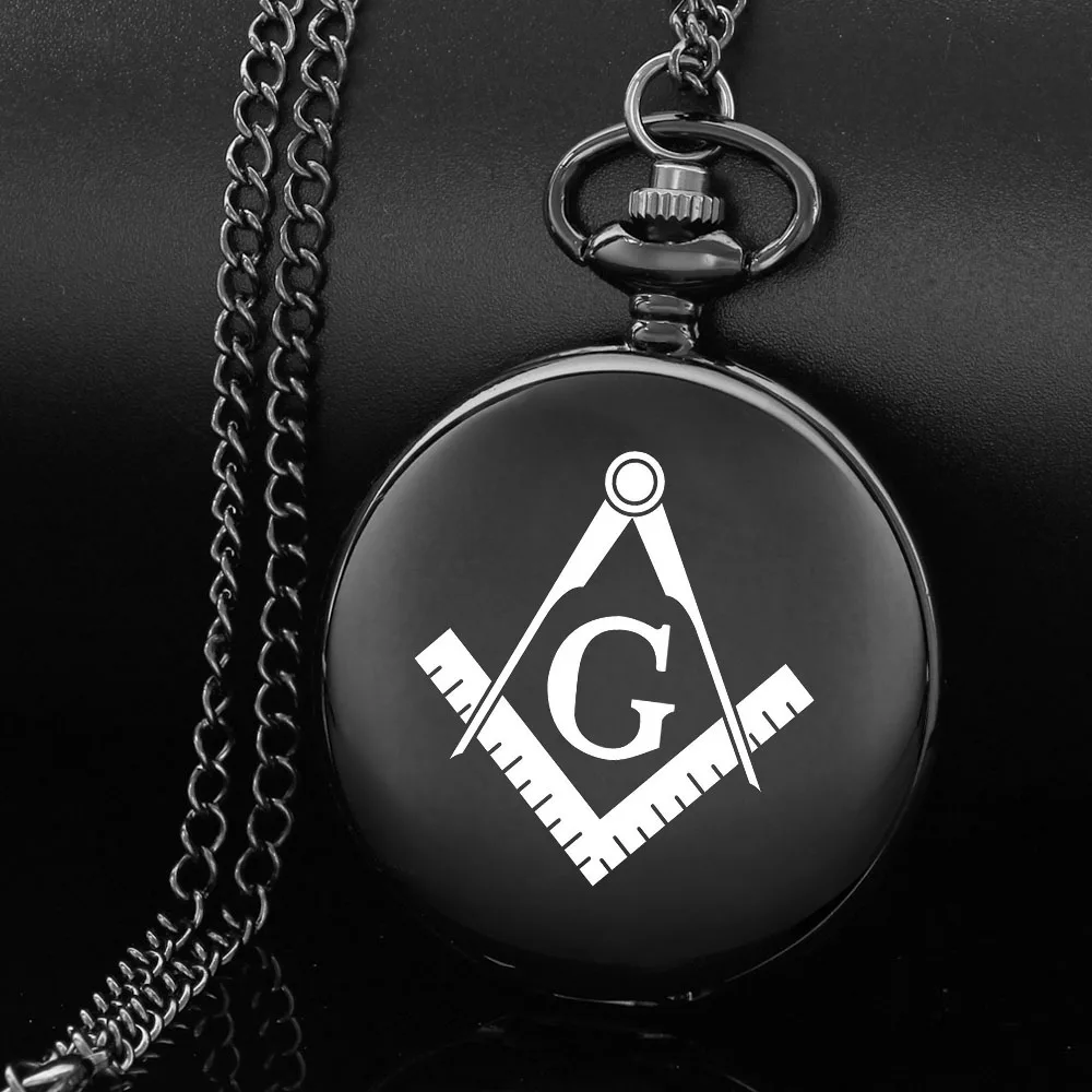 Antique Freemasonry G Design Masonic Quartz Pocket Watch for Men Women Arabic Number Dial with Pendant Necklace Clock Gift