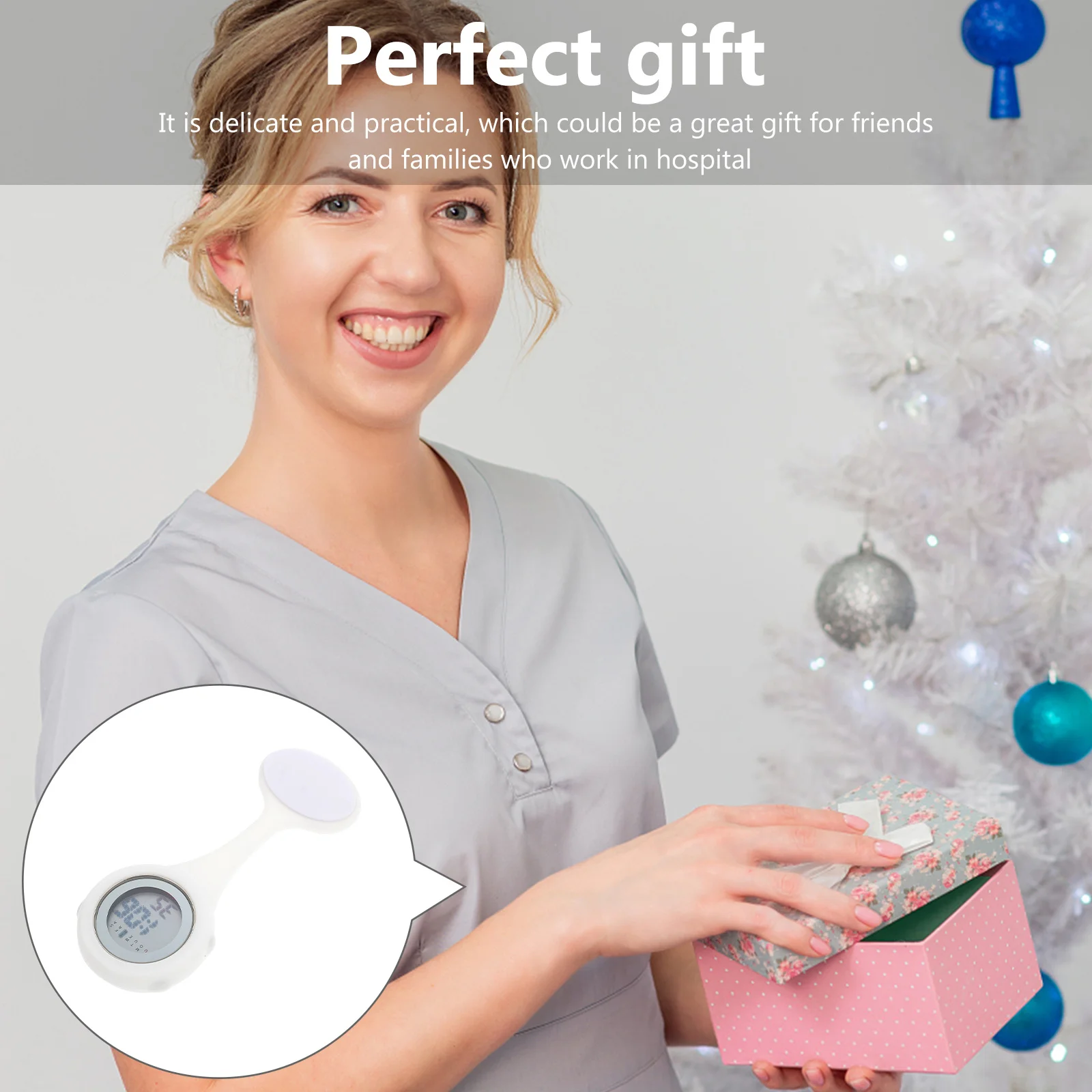 

Nurse Pocket Silicone Hanging Pin Design Detachable Medical Round Dial Doctor Watch Lightweight Accurate Timekeeping Easy Carry