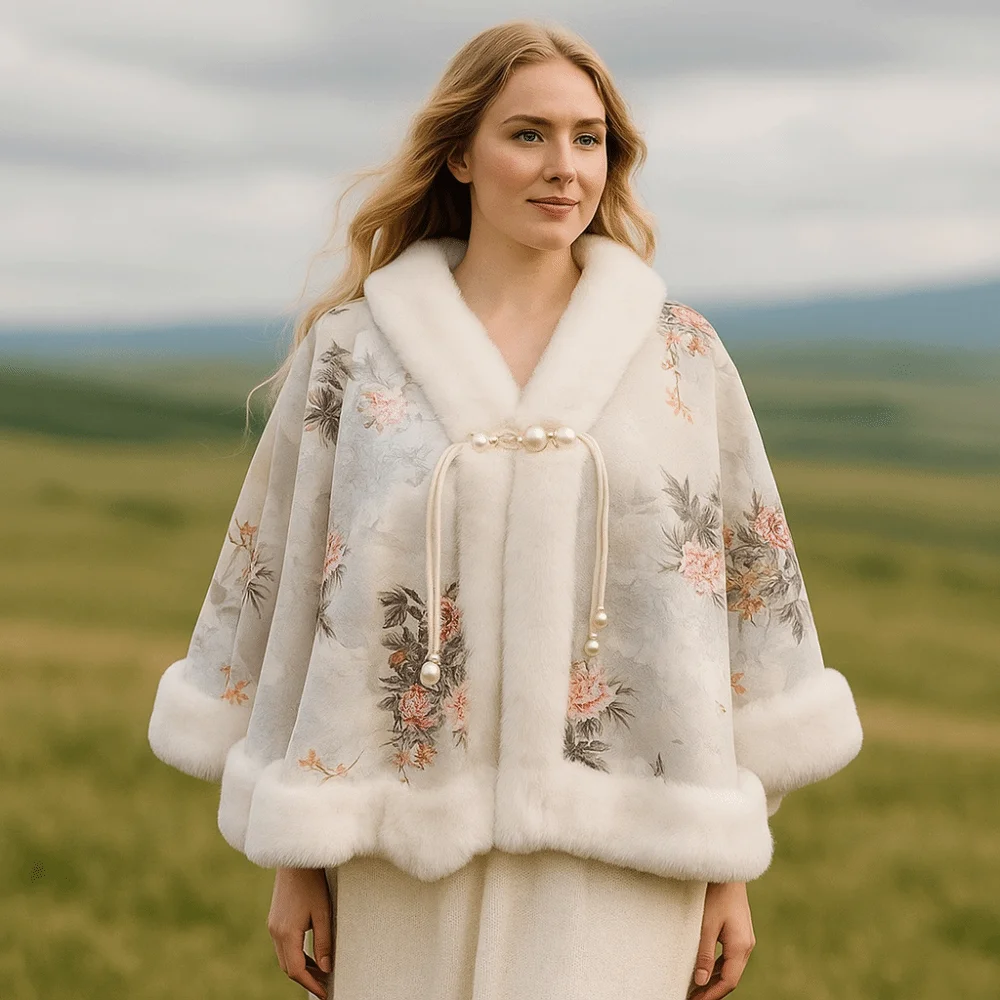 

Зимняя теплая вязаная шаль, элегантный плюшевый шарф в китайском стиле, толстый кардиган, плащ для вечерних платьев, свадебной вечеринки