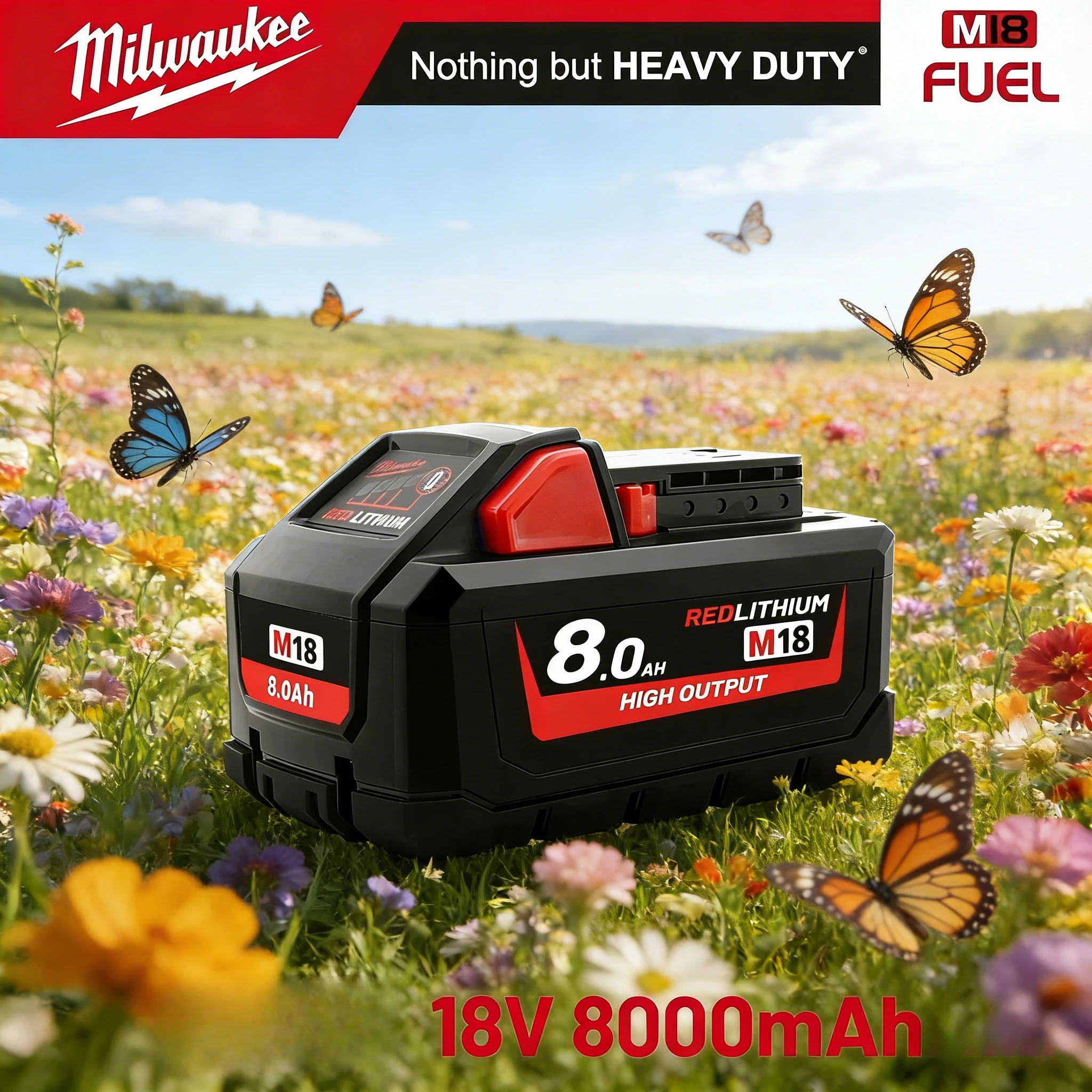 

Аккумулятор Milwaukee M18, M18B6 5.0Ач 6.0Ач 8.0Ач, литиевая батарея для инструментов Milwaukee 48-11-1860 48-11-1850 1840