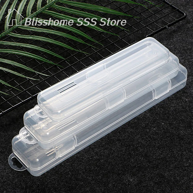 【S】Portable Makeup Brush Organizer Eyebrow Pencil Tableware Chopsticks Transparent With Cover Storage Box Kitchen Accessories