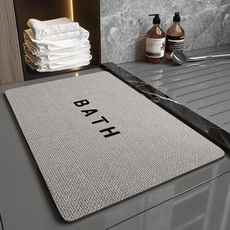 2D Flat Bathroom Foot Mat Diatom Mud Imitation Woven Absorbent Mat Square Toilet Mat Door Mat Entrance Mat