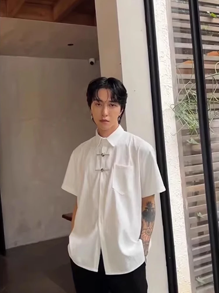 

Новая мужская футболка из китайского текстурированного ледяного шелка с коротким рукавом, с подплечниками, белого цвета, свободного кроя, летняя, дышащая, модная.