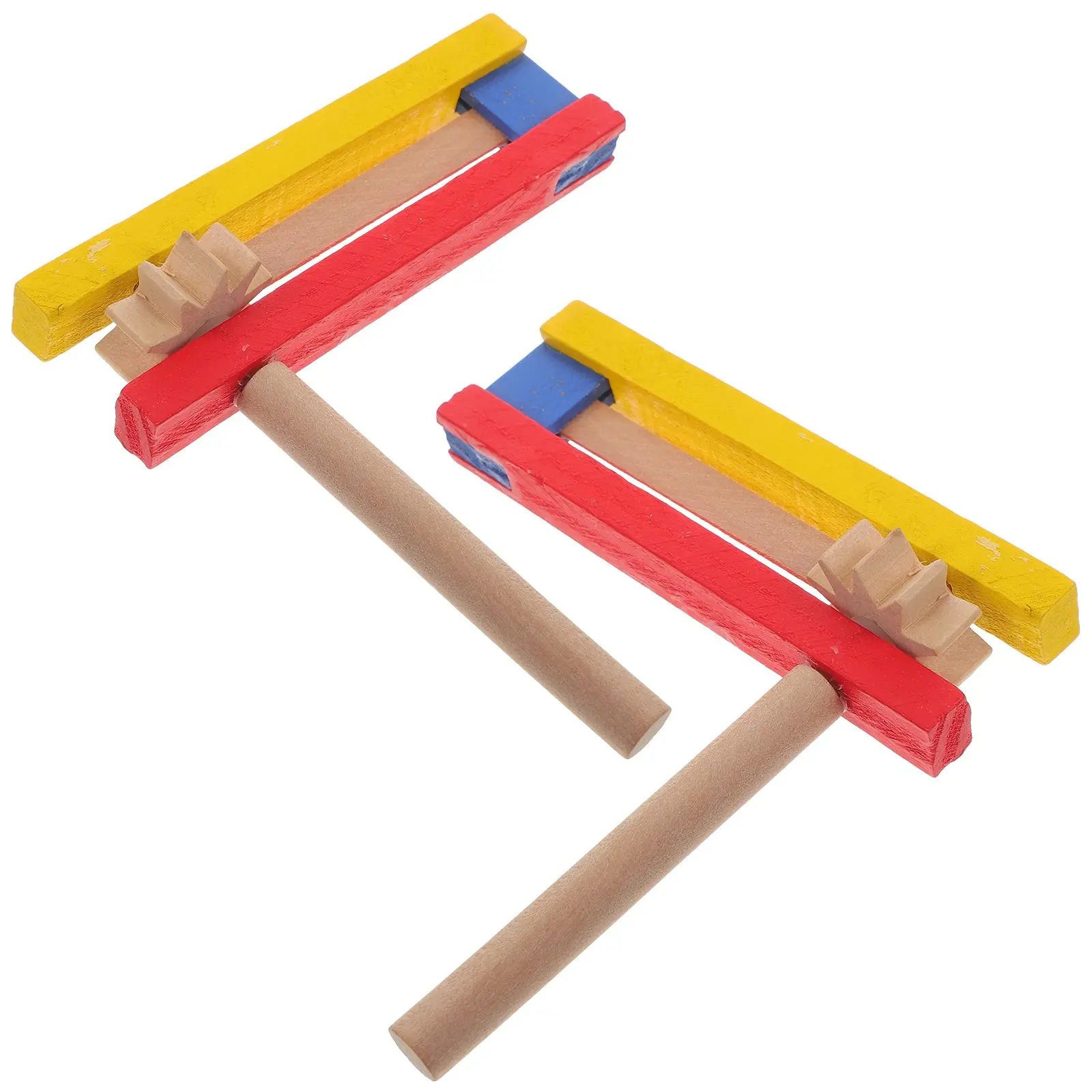 

2Pcs Wooden Castanet Long Handle Hand Operated Percussion Instrument Self Rotating Kids Educational Toy Musical