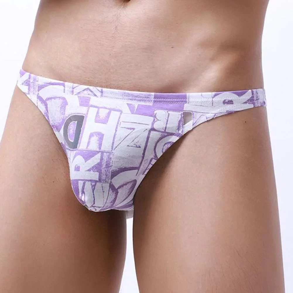 Roupas outono primavera verão masculino g-string briefs homens roupa interior de algodão padrão impresso estilo sexy tanga roupa interior