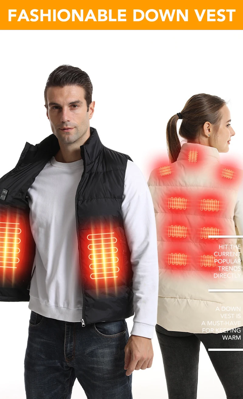 Frauen USB Infrarot 15-Zahlen-Heizweste Jacke Mode Heizwesten Winter Warm gepolsterte ärmellose Weste Thermokleidung – Detail 2