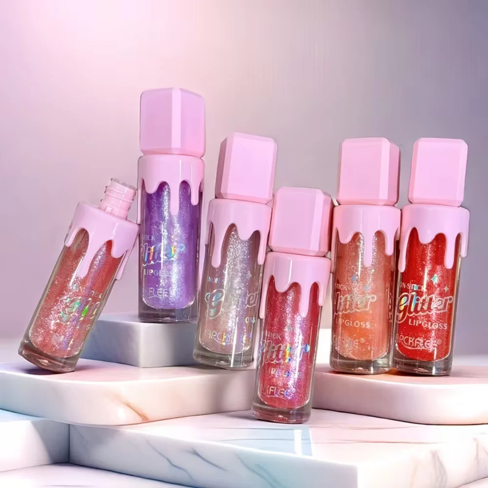 

Single tube shiny lip gloss, available in six colors, long-lasting and non-greasy glass lip gloss with mirror effect