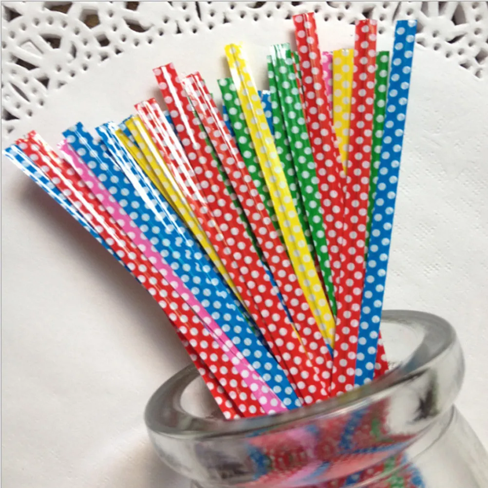 300Pcs Gift Plastic Bag Ties Soft Flexible Iron Wire Candy Treat Bread Sealing Party Craft Accessories Fashion Decorative Ties