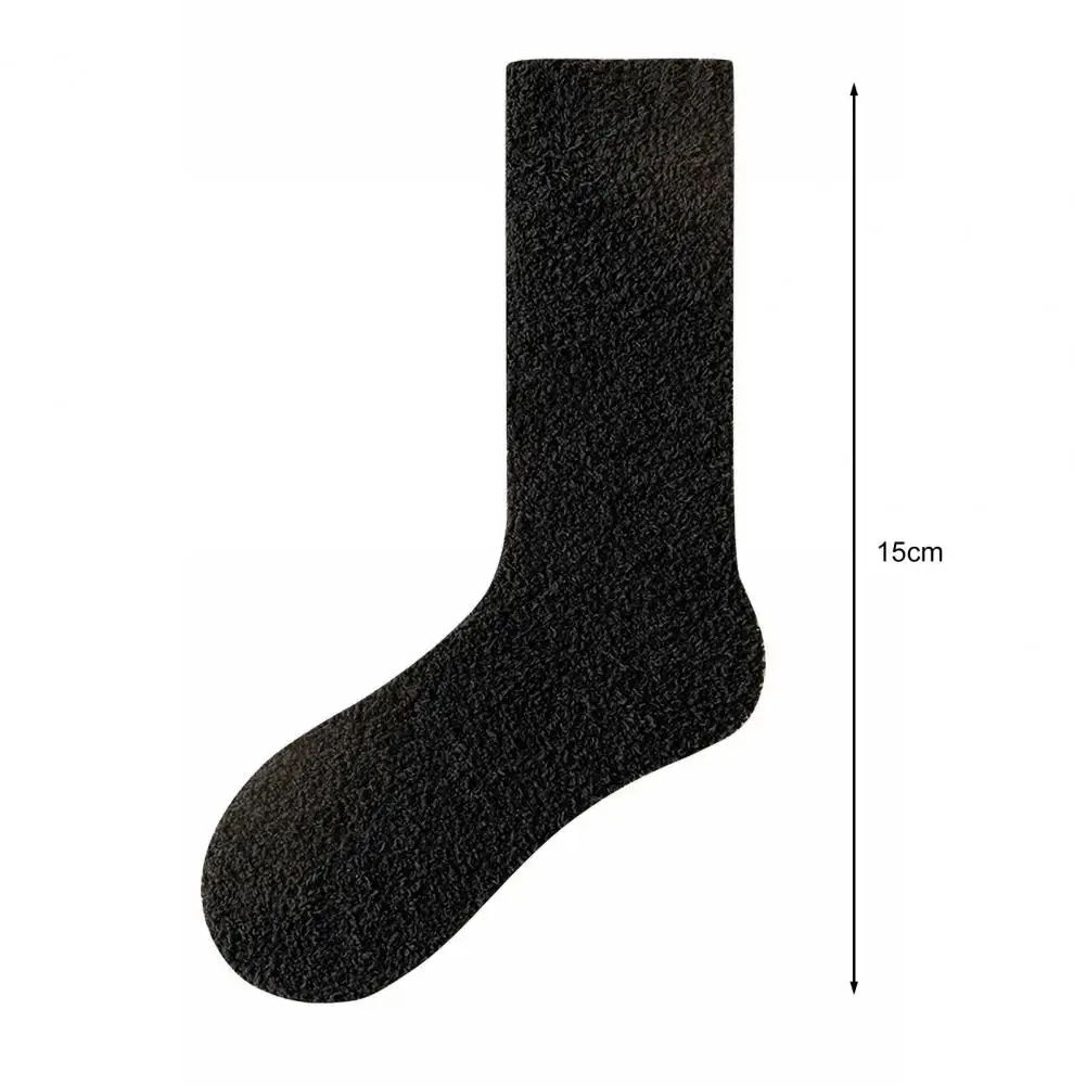 1 Pairs Women Men Slipper Socks Coral Plush Couples Winter Solid Thickened Moonlight Chrismas Mid Tube Warmth Sleeping Socks